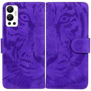 For Infinix Hot 12 Tiger Embossing Pattern Horizontal Flip Leather Phone Case(Purple)
