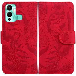 For Infinix Hot 12 Play Tiger Embossing Pattern Horizontal Flip Leather Phone Case(Red)