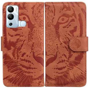 For Infinix Hot 12i Tiger Embossing Pattern Horizontal Flip Leather Phone Case(Brown)