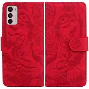 For Motorola Moto G42 Tiger Embossing Pattern Horizontal Flip Leather Phone Case(Red)