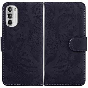 For Motorola Moto G52J Japan Version Tiger Embossing Pattern Horizontal Flip Leather Phone Case(Black)