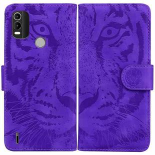 For Nokia C21 Plus Tiger Embossing Pattern Horizontal Flip Leather Phone Case(Purple)