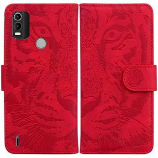 For Nokia C21 Plus Tiger Embossing Pattern Horizontal Flip Leather Phone Case(Red)