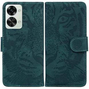 For OnePlus Nord 2T Tiger Embossing Pattern Horizontal Flip Leather Phone Case(Green)