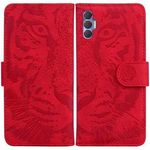 For Tecno Spark 8 Pro Tiger Embossing Pattern Horizontal Flip Leather Phone Case(Red)
