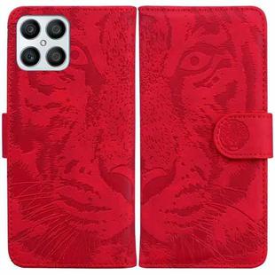 For Honor X8 Tiger Embossing Pattern Horizontal Flip Leather Phone Case(Red)