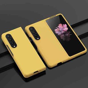 For Samsung Galaxy Z Fold4 Big Hole Fuel Injection PC Skin Feel Phone Case(Lemon Yellow)