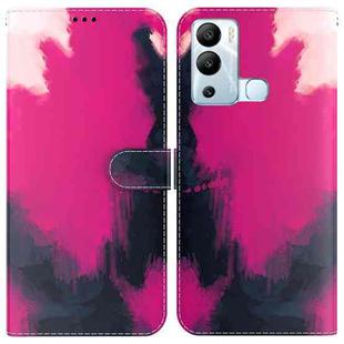 For Infinix Hot 12i Watercolor Pattern Horizontal Flip Leather Phone Case(Berry Color)