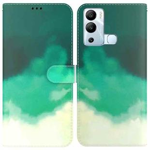 For Infinix Hot 12i Watercolor Pattern Horizontal Flip Leather Phone Case(Cyan Green)