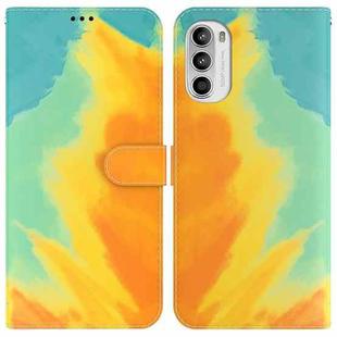 For Motorola Moto G52J Japan Version Watercolor Pattern Horizontal Flip Leather Phone Case(Autumn Leaf Color)