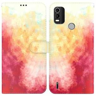 For Nokia C21 Plus Watercolor Pattern Horizontal Flip Leather Phone Case(Spring Cherry)
