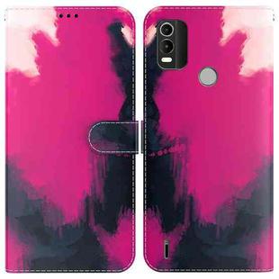 For Nokia C21 Plus Watercolor Pattern Horizontal Flip Leather Phone Case(Berry Color)