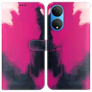 For Honor X7 Watercolor Pattern Horizontal Flip Leather Phone Case(Berry Color)