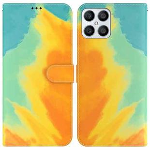 For Honor X8 Watercolor Pattern Horizontal Flip Leather Phone Case(Autumn Leaf Color)