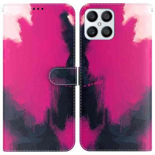 For Honor X8 Watercolor Pattern Horizontal Flip Leather Phone Case(Berry Color)