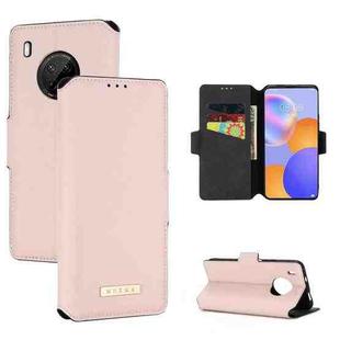 For Huawei Y9a / Enjoy 20 SE MUXMA MX115 Cross Texture Oil Edge Flip Leather Phone Case(Pink)
