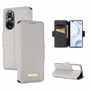 For Honor 50 MUXMA MX115 Cross Texture Oil Edge Flip Leather Phone Case(White)