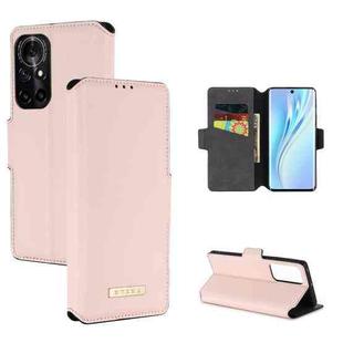 For Honor V40 5G MUXMA MX115 Cross Texture Oil Edge Flip Leather Phone Case(Pink)