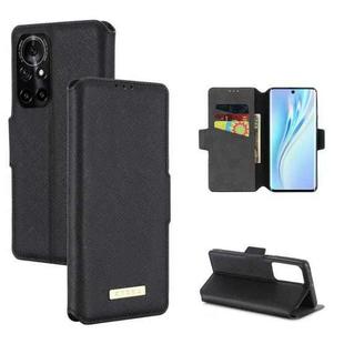 For Honor V40 5G MUXMA MX115 Cross Texture Oil Edge Flip Leather Phone Case(Black)