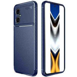 For Xiaomi Poco M4 5G Precise Hole Carbon Fiber Texture Shockproof TPU Phone Case(Blue)