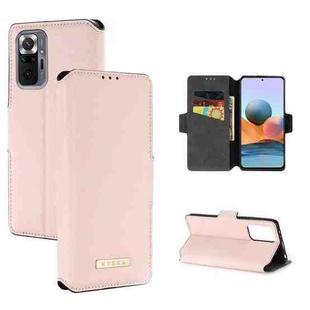 For Xiaomi Redmi Note 10 Pro Max MUXMA MX115 Cross Texture Oil Edge Flip Leather Phone Case(Pink)
