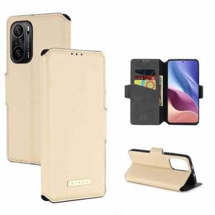 For Xiaomi Redmi K40 / K40 Pro MUXMA MX115 Cross Texture Oil Edge Flip Leather Phone Case(Gold)