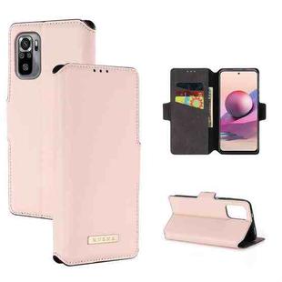 For Xiaomi Redmi Note 10 4G / 10S India MUXMA MX115 Cross Texture Oil Edge Flip Leather Phone Case(Pink)
