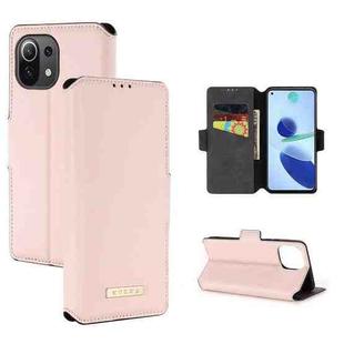 For Xiaomi Mi 11 Lite 5G MUXMA MX115 Cross Texture Oil Edge Flip Leather Phone Case(Pink)