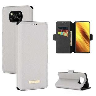 For Xiaomi Poco X3 NFC / X3 MUXMA MX115 Cross Texture Oil Edge Flip Leather Phone Case(White)