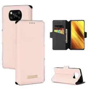 For Xiaomi Poco X3 NFC / X3 MUXMA MX115 Cross Texture Oil Edge Flip Leather Phone Case(Pink)