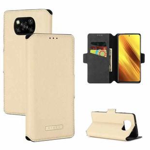 For Xiaomi Poco X3 NFC / X3 MUXMA MX115 Cross Texture Oil Edge Flip Leather Phone Case(Gold)