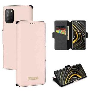 For Xiaomi Poco M3 MUXMA MX115 Cross Texture Oil Edge Flip Leather Phone Case(Pink)