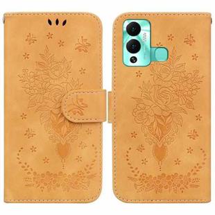 For Infinix Hot 12 Play Butterfly Rose Embossed Leather Phone Case(Yellow)