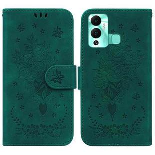 For Infinix Hot 12 Play Butterfly Rose Embossed Leather Phone Case(Green)