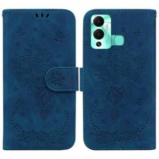 For Infinix Hot 12 Play Butterfly Rose Embossed Leather Phone Case(Blue)