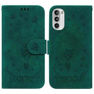For Motorola Moto G52J Japan Version Butterfly Rose Embossed Leather Phone Case(Green)