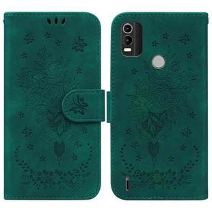 For Nokia C21 Plus Butterfly Rose Embossed Leather Phone Case(Green)