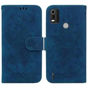 For Nokia C21 Plus Butterfly Rose Embossed Leather Phone Case(Blue)