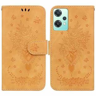 For OnePlus Nord CE 2 Lite 5G Butterfly Rose Embossed Leather Phone Case(Yellow)