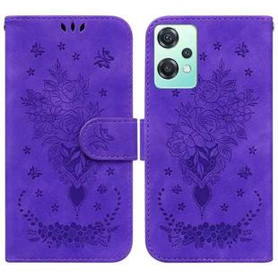 For OnePlus Nord CE 2 Lite 5G Butterfly Rose Embossed Leather Phone Case(Purple)