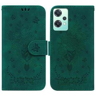 For OnePlus Nord CE 2 Lite 5G Butterfly Rose Embossed Leather Phone Case(Green)