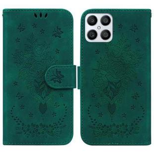 For Honor X8 Butterfly Rose Embossed Leather Phone Case(Green)