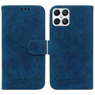 For Honor X8 Butterfly Rose Embossed Leather Phone Case(Blue)