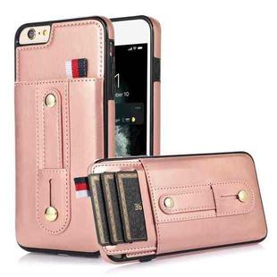 For iPhone SE 2022 / SE 2020 / 8 / 7 Wristband Kickstand Wallet Leather Phone Case(Rose Gold)