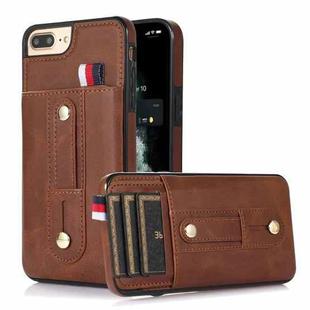 Wristband Kickstand Wallet Leather Phone Case For iPhone 7 Plus / 8 Plus(Brown)