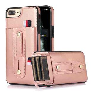 Wristband Kickstand Wallet Leather Phone Case For iPhone 7 Plus / 8 Plus(Rose Gold)