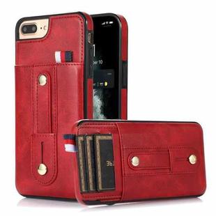 Wristband Kickstand Wallet Leather Phone Case For iPhone 7 Plus / 8 Plus(Red)