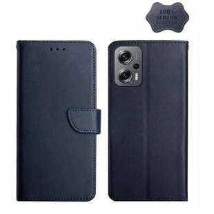 For Xiaomi Poco X4 GT Genuine Leather Fingerprint-proof Horizontal Flip Phone Case(Blue)