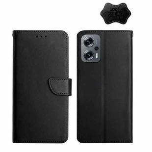 For Xiaomi Poco X4 GT Genuine Leather Fingerprint-proof Horizontal Flip Phone Case(Black)