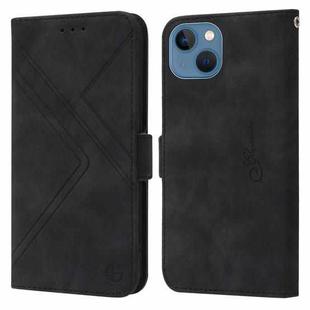 For iPhone 14 / 13 RFID Geometric Line Flip Leather Phone Case(Black)